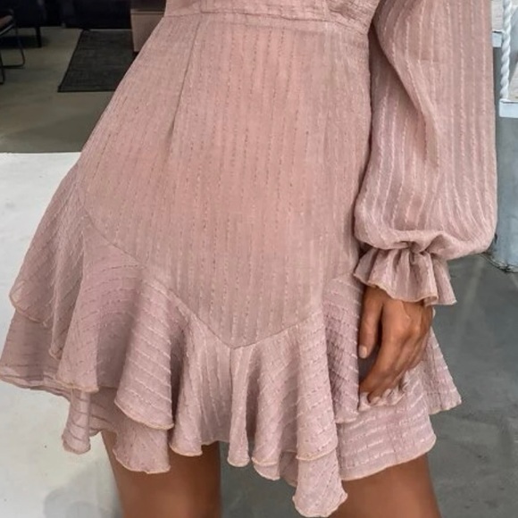 Pink Open Back Ruffle Dress - Picture 2 of 4